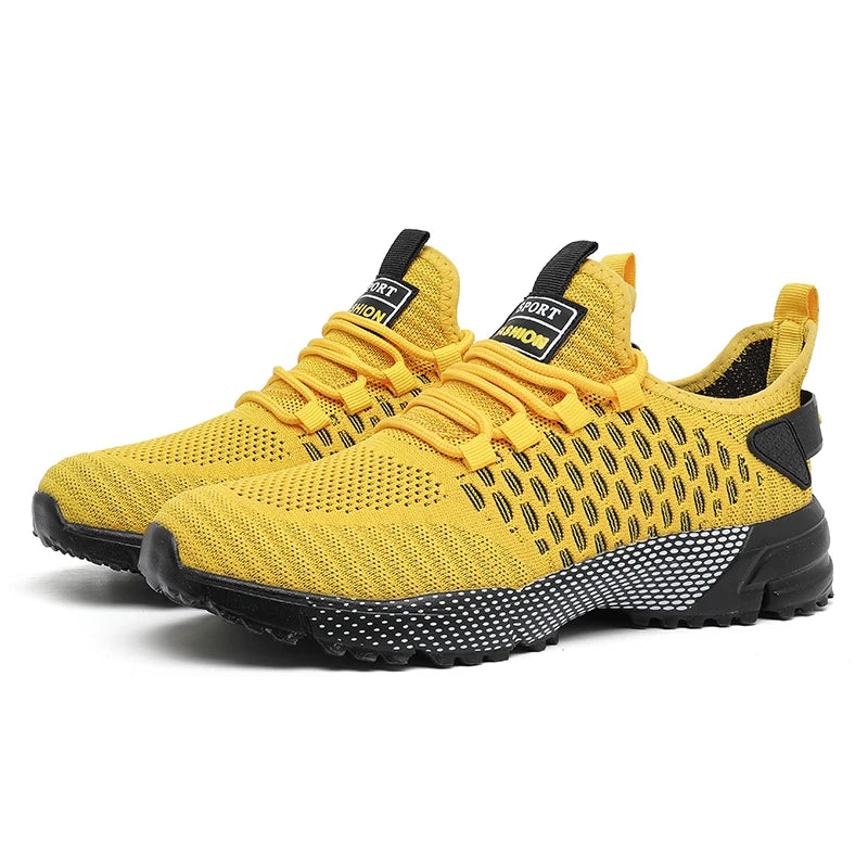 Nuove Sneakers Gialle Lavorate A Maglia Per Donna Traspiranti Leggere Antiscivolo Scarpe Da Corsa E Passeggio Esterno