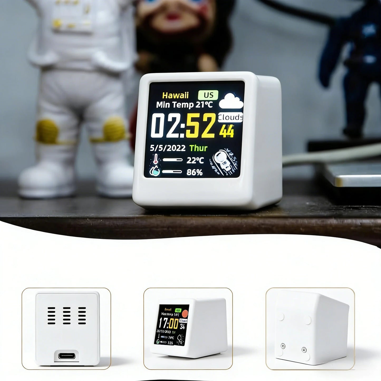 Orologio Digitale Da Tavolo Con Stazione Meteorologica WiFi Temperatura Umidità E Previsioni Meteo Per Arredamento