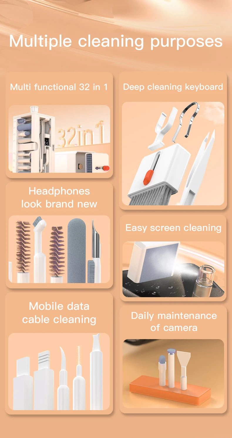 Kit Pulizia Profonda Multifunzione 20 In 32 In 1 Per Porte iPhone AirPods Tastiera Rimozione Tasti Strumenti di Precisione