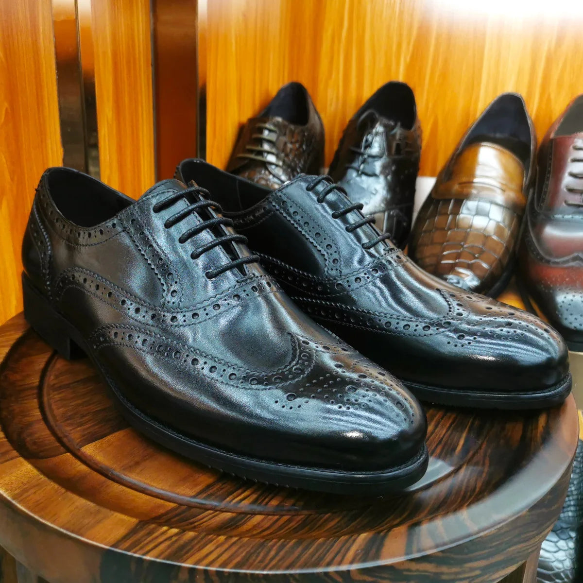 Scarpe Eleganti Da Uomo In Vera Pelle Brogue Punta Alare Oxford Con Lacci Per Matrimonio Nere E Marroni