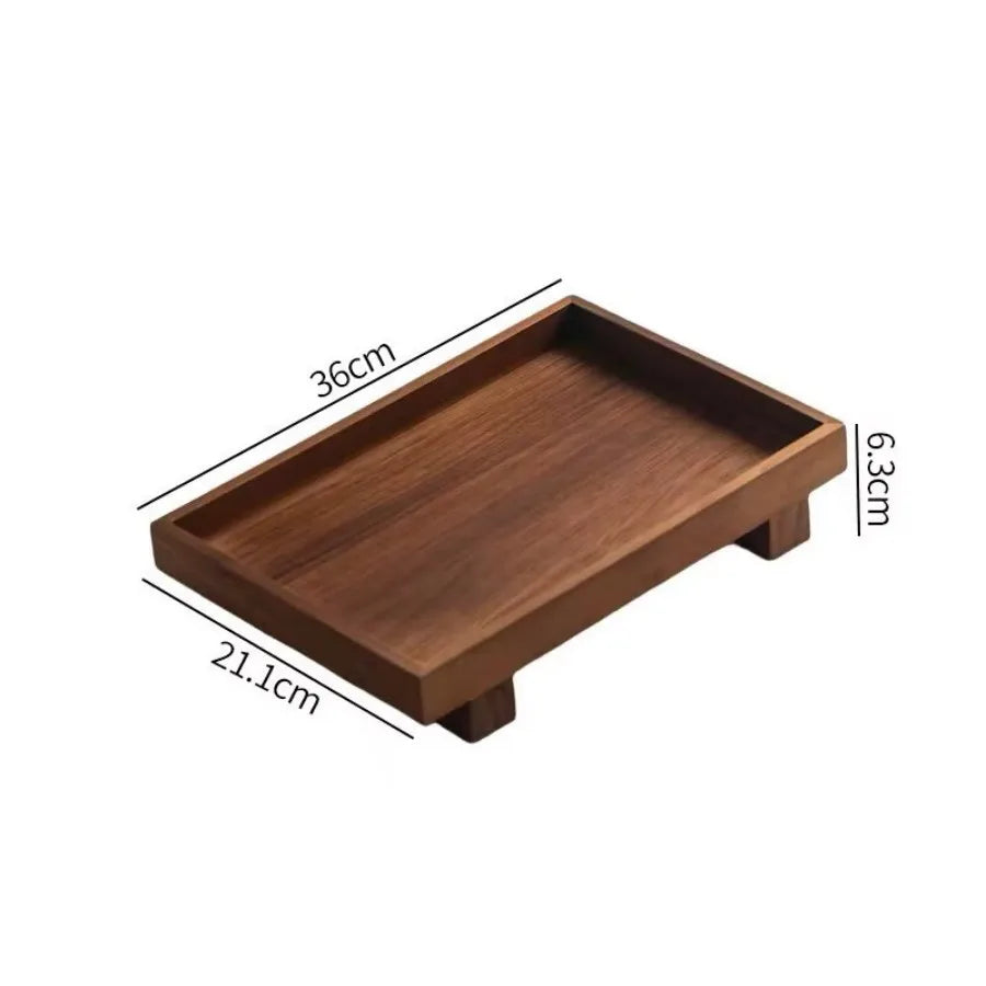 Vassoio Da Tè In Legno Stile Giapponese Con Raccogligocce In Bambù Per Cerimonia Del Tè E Portaoggetti Per Caffè