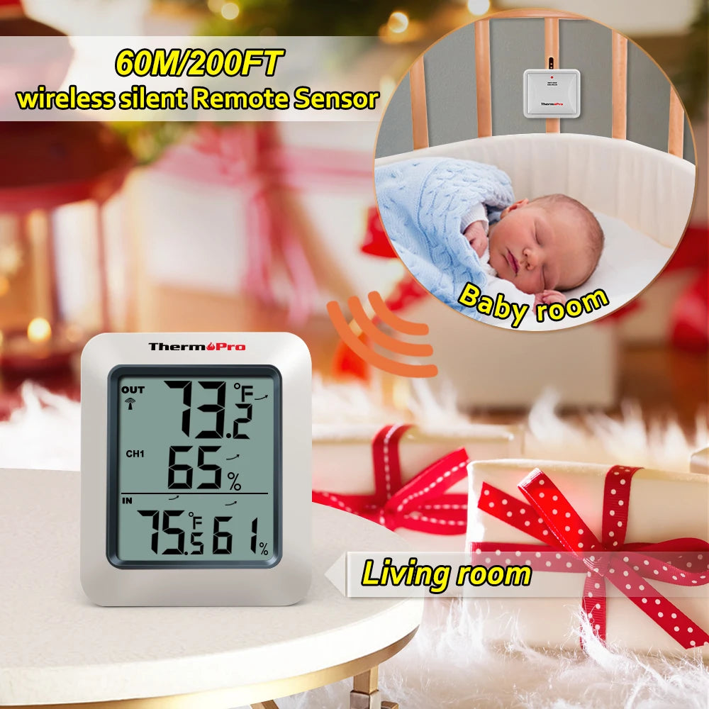 ThermoPro TP60C 60M Stazione Meteorologica Igrometro Digitale Wireless Interni Ed Esterni Per La Casa