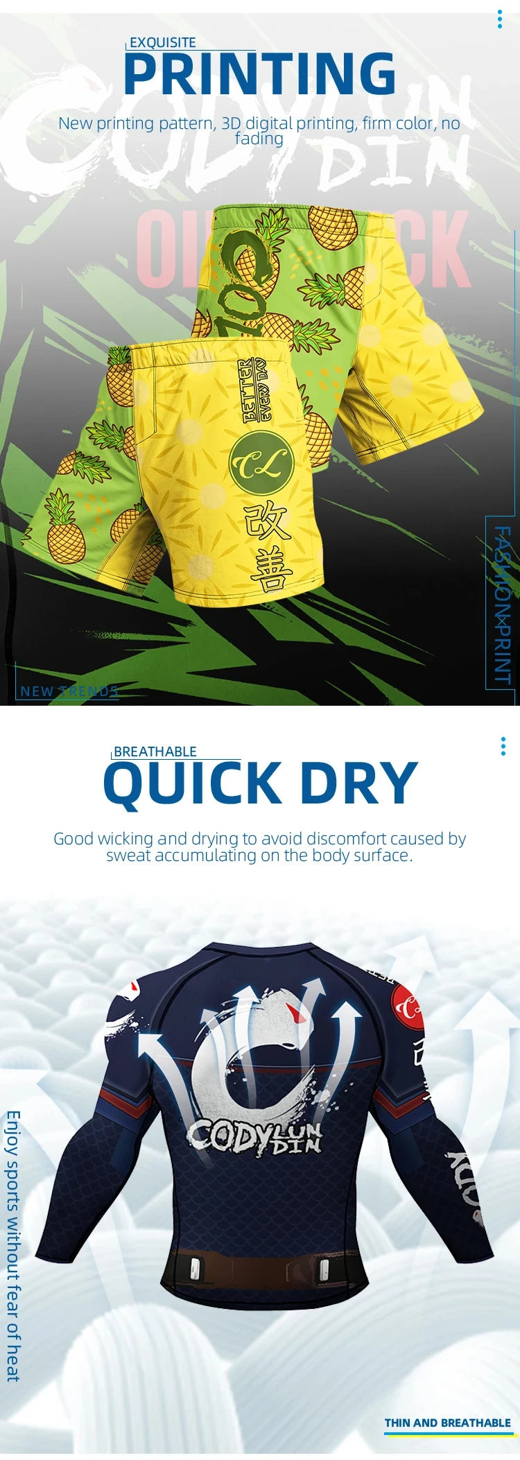 Rash Guard BJJ Uomo Jiu Jitsu Stampa Sublimazione Design Arte Marziale Abbigliamento Compressione Set Breve