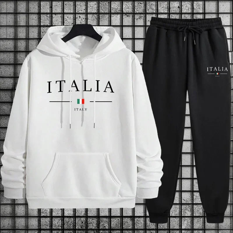 Tuta Da Uomo Di Qualità Con Cappuccio Monopezzo Felpe Con Stampa Streetwear Autunno Inverno Pantaloni