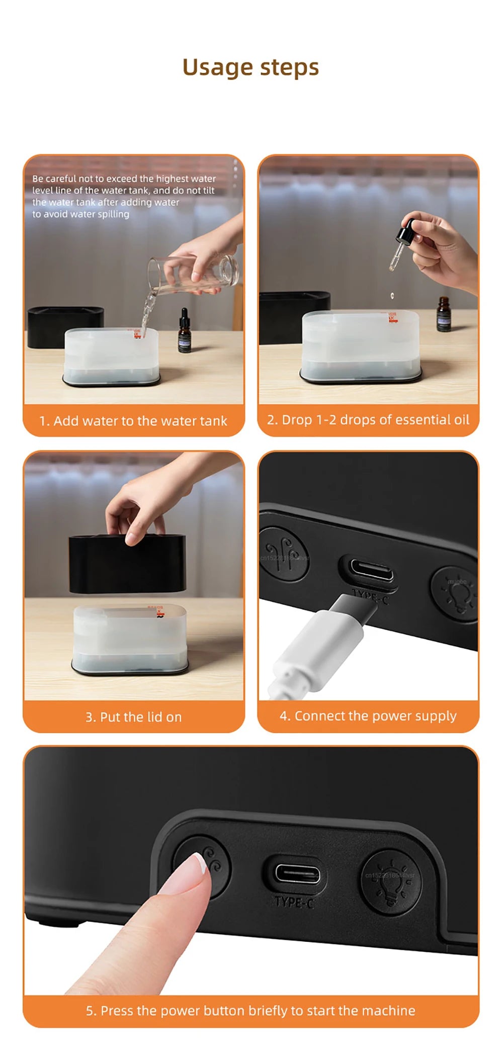 Umidificatore Per Aromi Diffusore Di Oli Essenziali Con Luce Notturna A Led Per Letto Mini Diffusore Di Fragranze