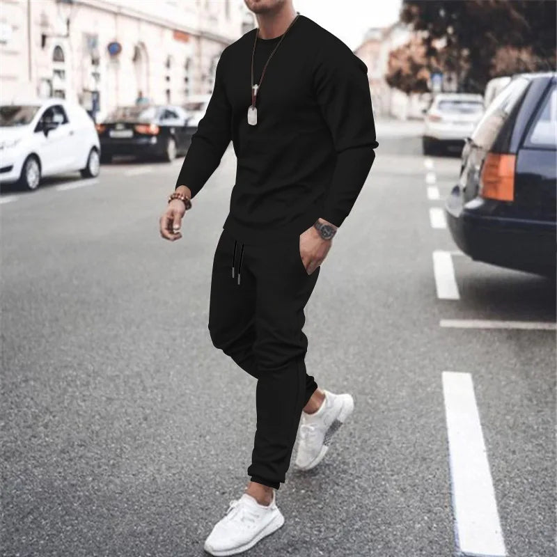 Set Da Uomo Due Pezzi Felpa E Pantaloni Jogger Per Corsa Allenamento Autunno Inverno 2025