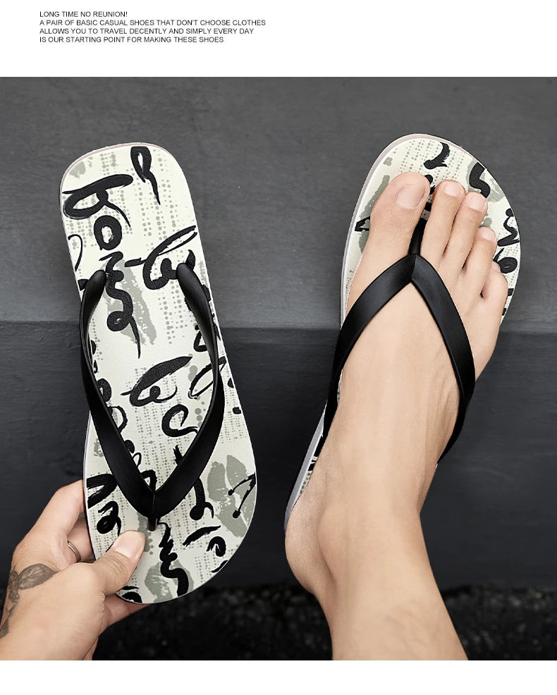 Infradito Da Uomo Antiscivolo Con Suola Morbida Clip Antiscivolo Design Pittura Cinese Sabbia Da Spiaggia