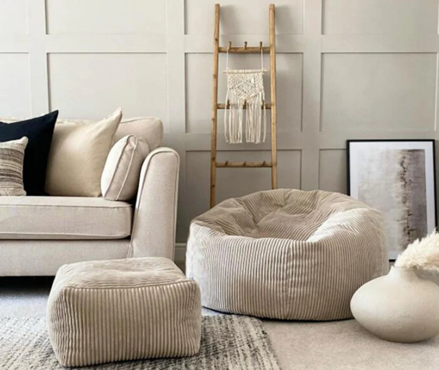 Otautau Pouf In Velluto A Coste Senza Riempitivo Pavimento Beanbag Sedia Lettino Ottomano Mobili Senza Telaio DD025