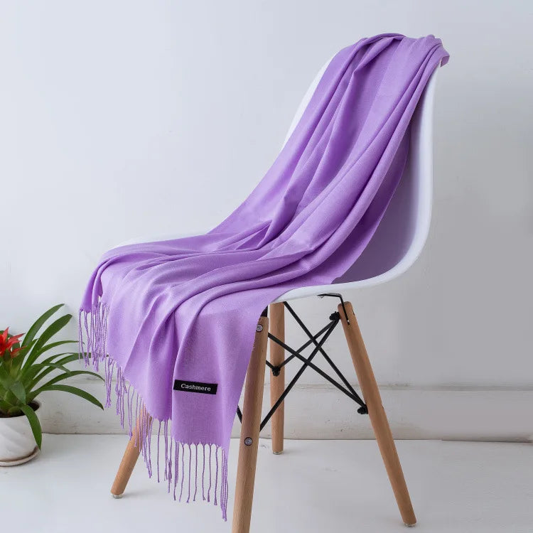 Sciarpa di Pashmina da Donna Morbida Cashmere Foulard Viaggio Ufficio Inverno Caldo Hijab Solido Avvolge Bandana