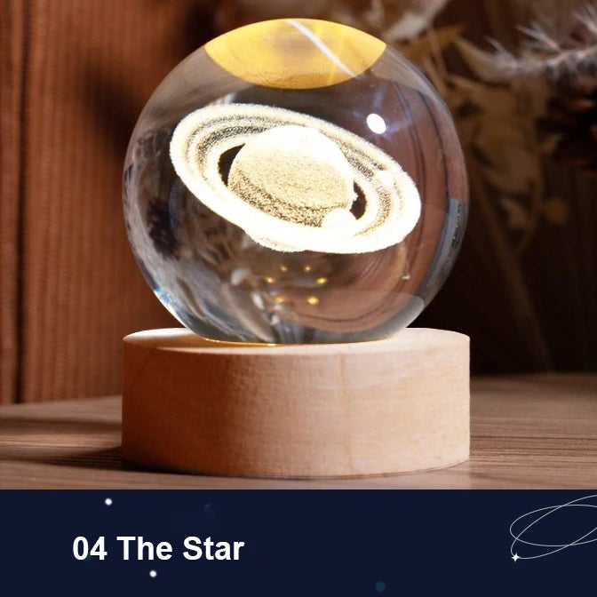 Lampada a Sfera di Cristallo 3D Con Proiezioni Galassia Luce Notturna USB Atmosfera Accogliente Regalo Creativo