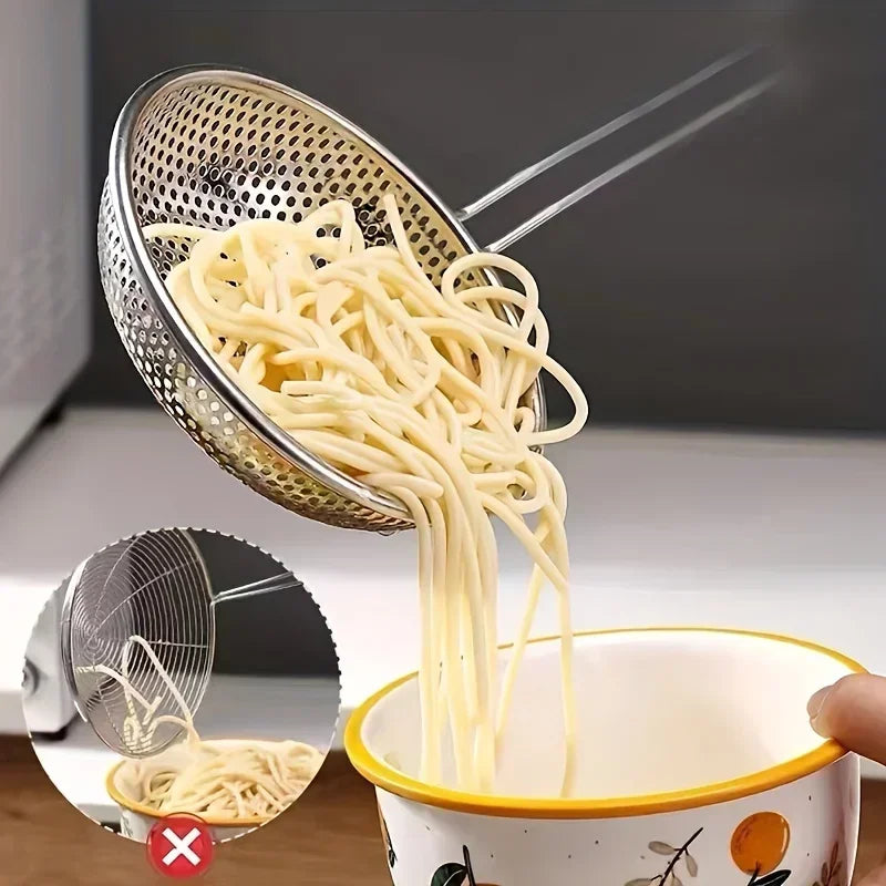 Schiumarola In Acciaio Inossidabile Con Manico In Legno Portatile Per Cibo Fritto Filtraggio Colino Cucina