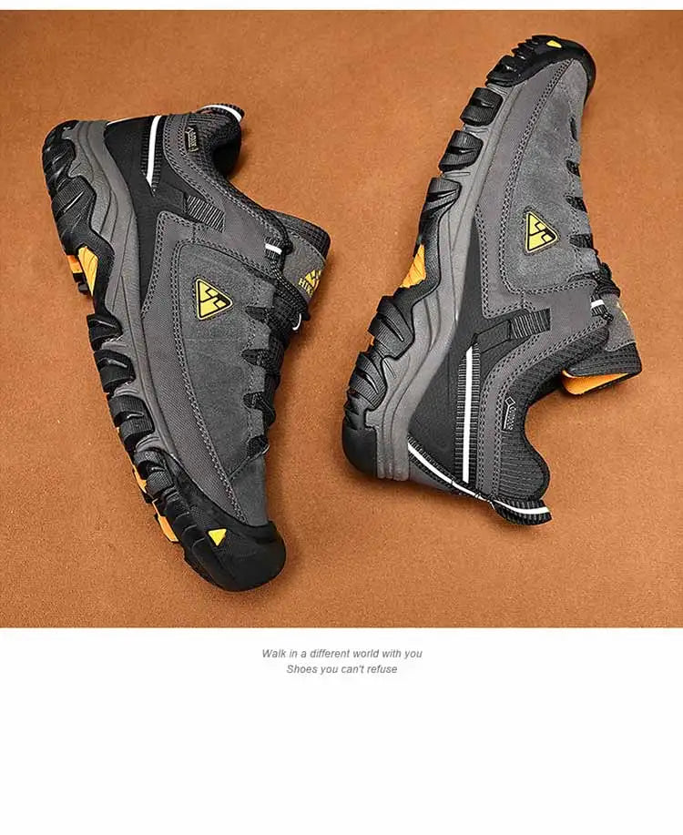 HikeUp Scarpe Da Trekking Uomo In Pelle Resistente Alta Qualità Con Suola In Gomma Per Esterni