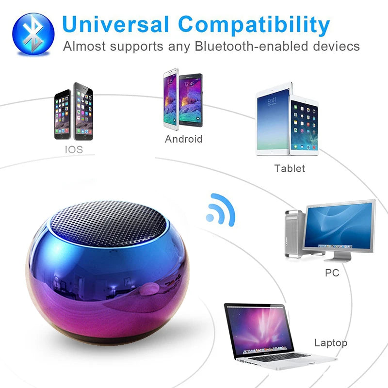 Mini Altoparlante Bluetooth Con Microfono TWS Cassa Di Risonanza Portatile HiFi Per Musica Su Smartphone Tablet Metallo