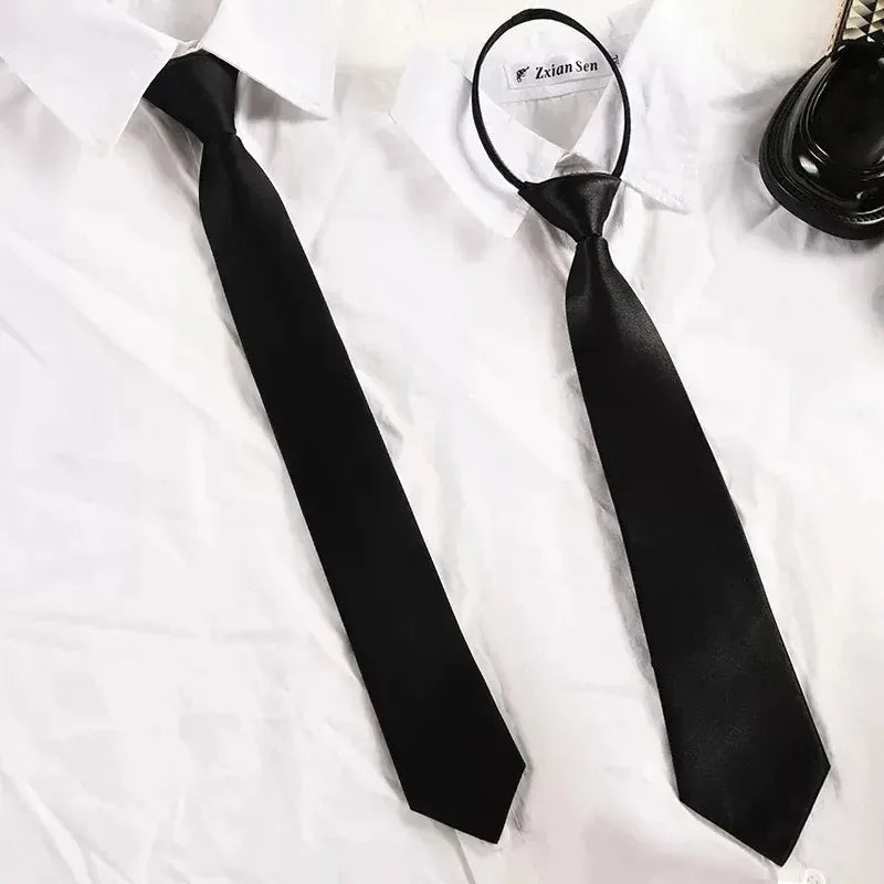 Cravatta Unisex Nera Con Clip Per Camicia Uniforme Da Stewards Matte Adatta A Uomo E Donna