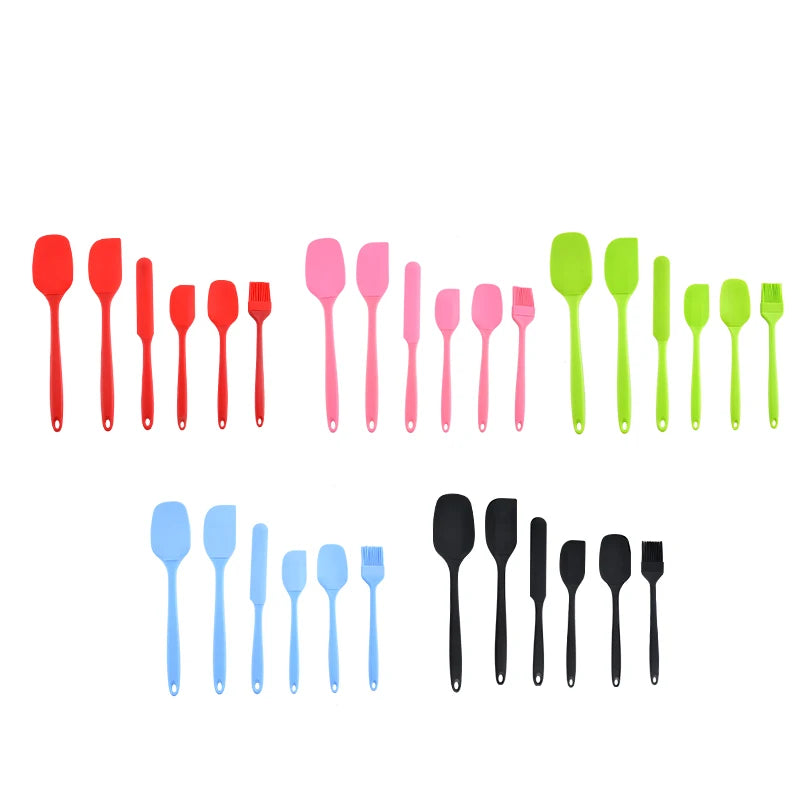 Set Di Utensili Da Cucina In Silicone Sei Pezzi Con Spatola Raschietto Integrato Per Crema Spazzola Per Olio