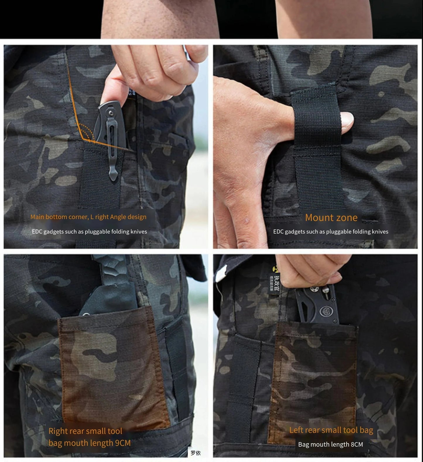 Pantaloncini Mimetici Da Uomo Estate Asciugatura Rapida Tasche Multiple Militari Escursionismo All Aperto Jogger