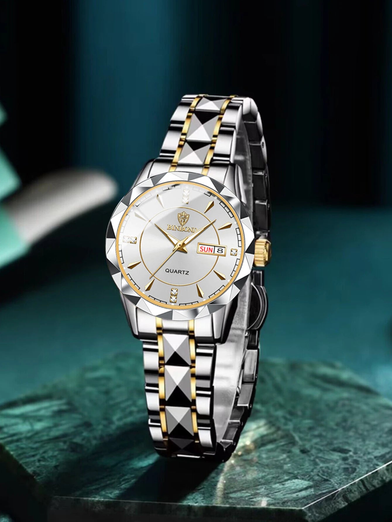Orologio Da Donna BinBong Quarzo Di Lusso In Acciaio Inossidabile Data Luminosa Impermeabile Regalo Per Fidanzata