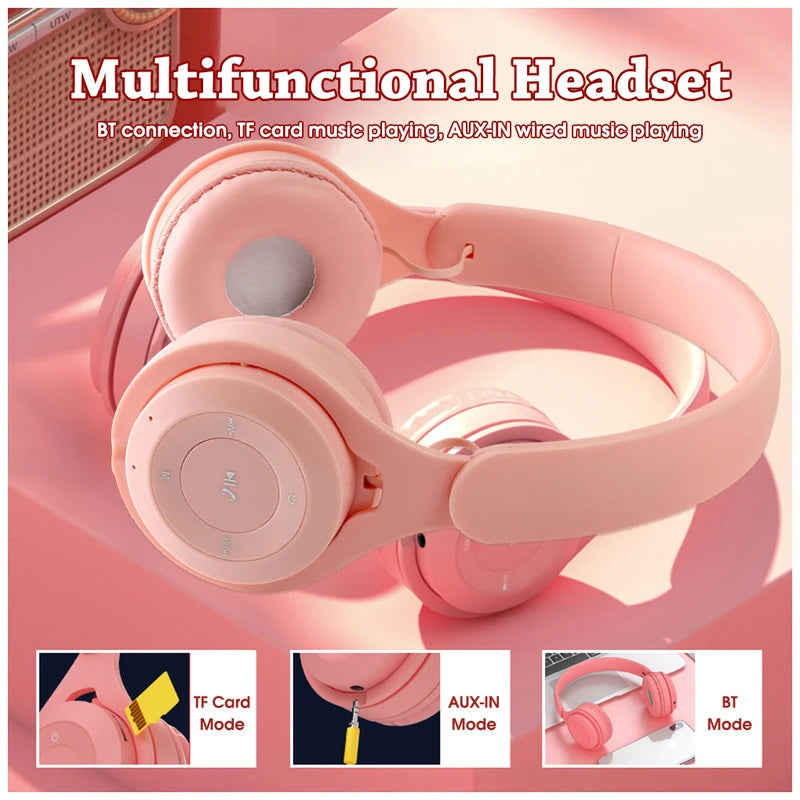 Cuffie Bluetooth Senza Fili Da Gaming Con Microfono Fascia Stereo Macaron Per Tablet E Smartphone