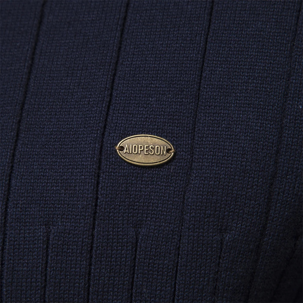 Maglione Uomo Cotone Con Cerniera Autunno Inverno Colletto Coreano Alta Qualità Caldo