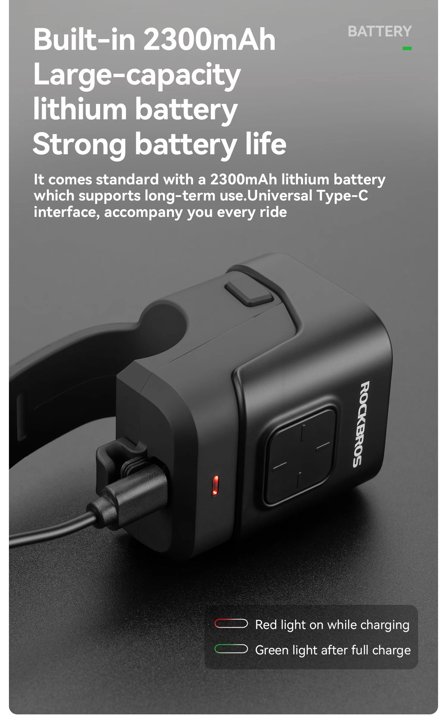 Clacson Per Bici IPX6 Antipioggia Con Ricarica Tipo C 2300mAh Faro Illumina Avvertimento Luce Anteriore Due In Uno