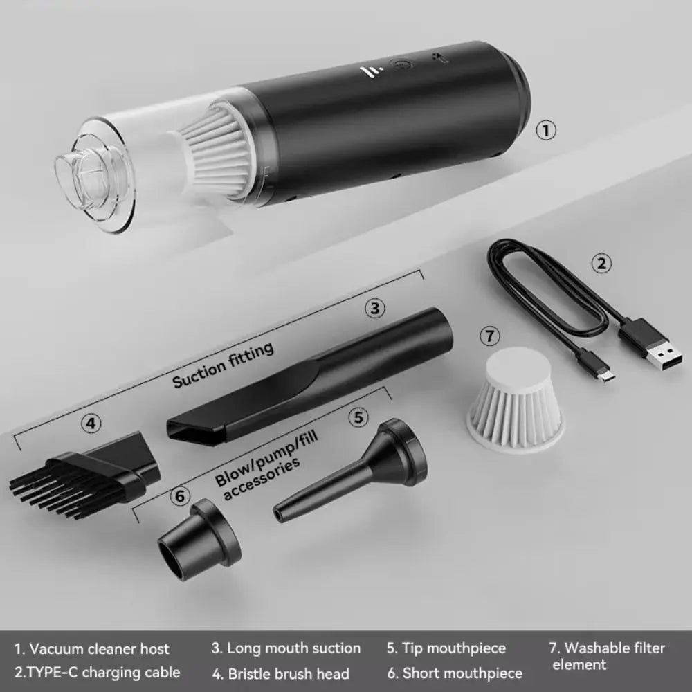 Aspirapolvere Senza Fili Per Auto Con Mini Soffiatore Elettrico Portatile A Basso Rumore Set Ricaricabile USB C