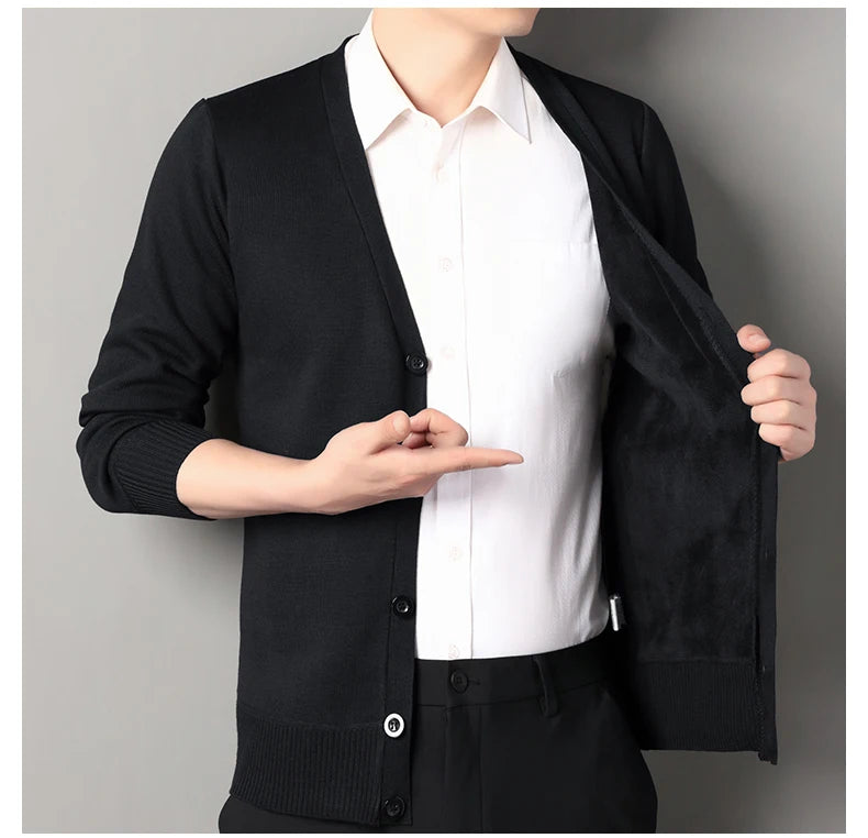Cardigan In Pile Da Uomo Morbido E Caldo Lavorazione A Maglia Robusta Per Autunno Inverno Comfort Totale
