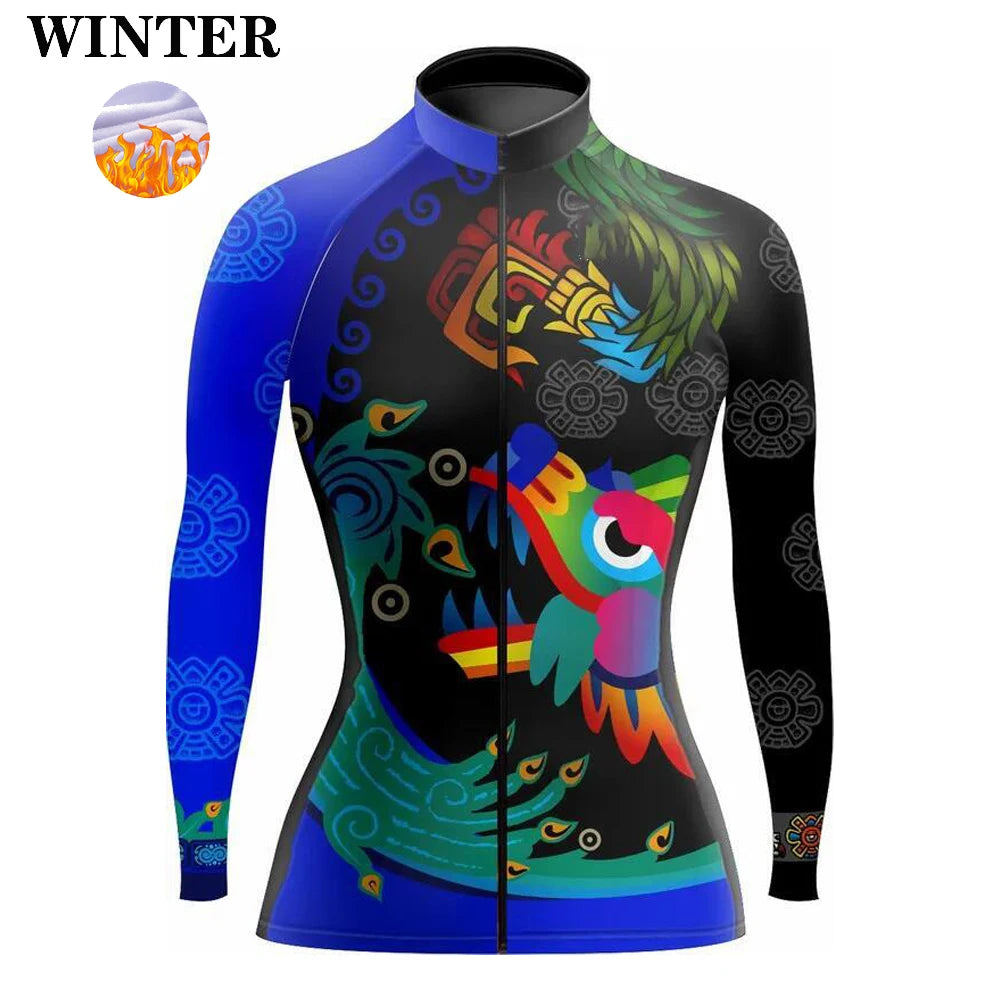 Downorup Maglia Ciclismo Donna Manica Lunga Tutta La Stagione Pile Caldo Leggera Modello L001