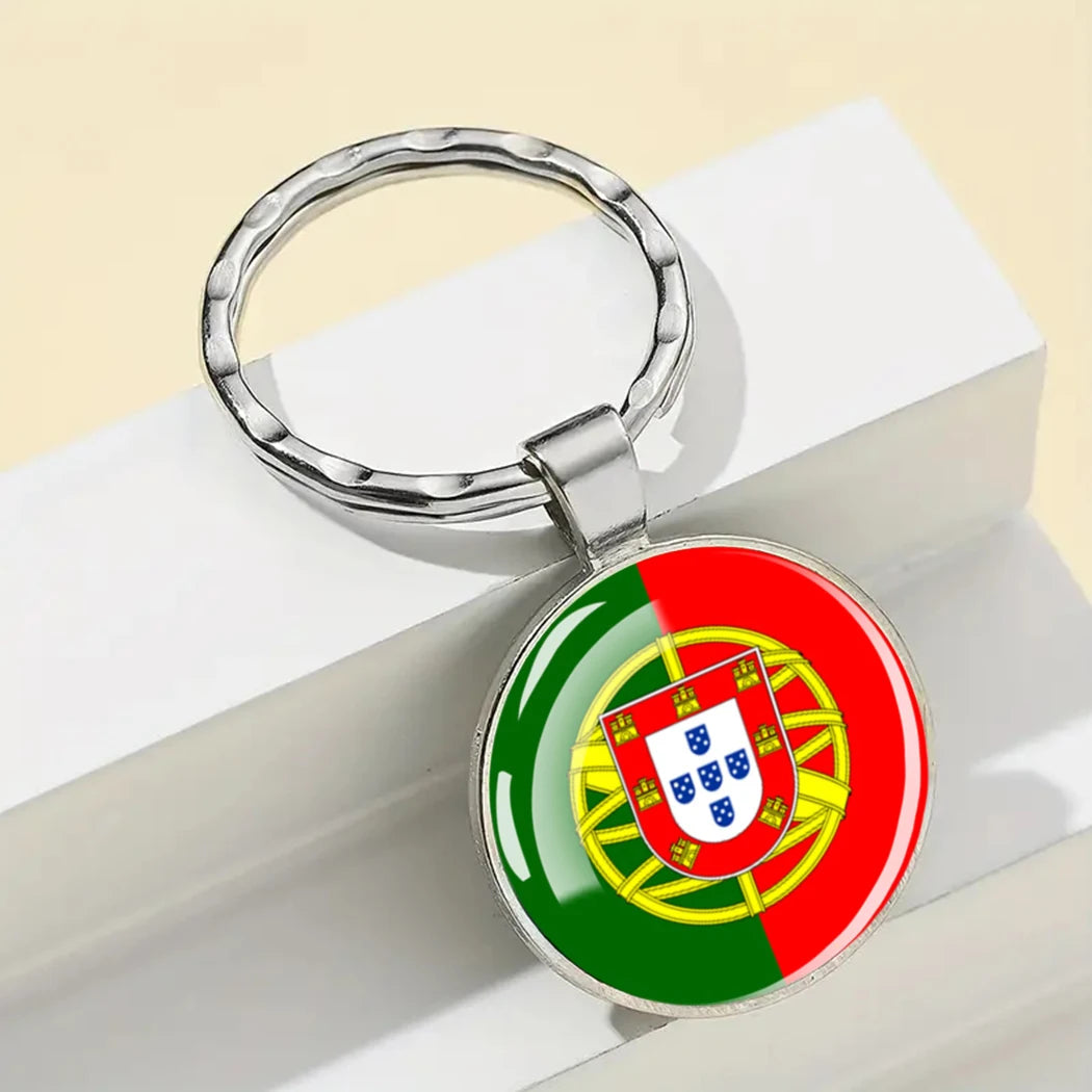 Portachiavi Bandiera Europea Albania Spagna Italia Francia Regno Unito Ciondolo Vetro Metallo Per Borsa Regalo Patrioti