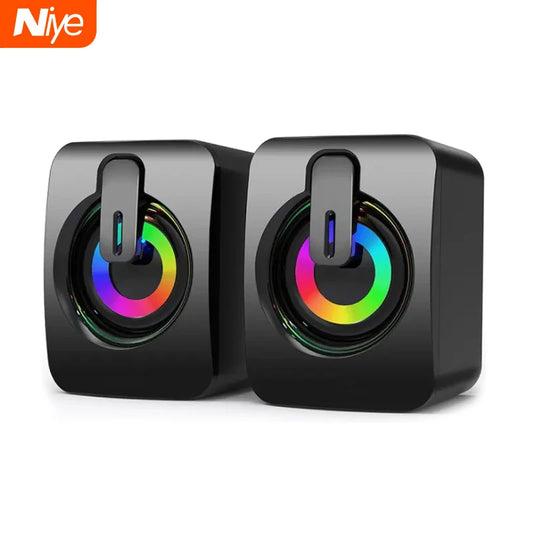 Altoparlanti PC USB Con Microfono Stereo HiFi Suono Premium Luce LED Per Desktop Studenti Appassionati