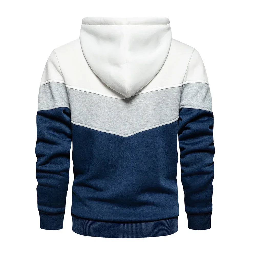 Felpa Patchwork Con Cappuccio Uomo Abbigliamento Casual Ampio Pile Caldo Streetwear Autunno Inverno Sportivo