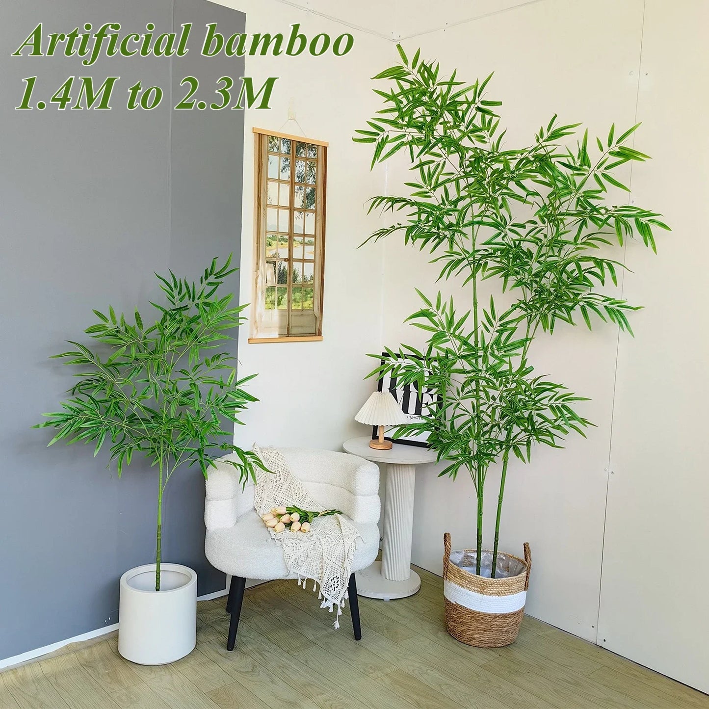 Bambù Artificiale da Pavimento Rimovibile con Altezza Regolabile 140 230 Cm Verde Elegante per Casa Hotel e Giardino