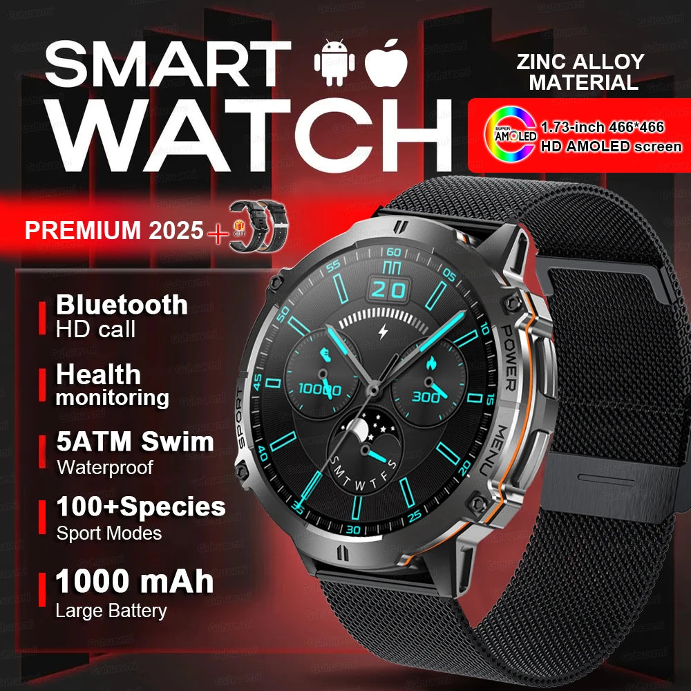 Smartwatch Da Uomo Militare T Rex 3 2025 HD AMOLED Chiamata Bluetooth Impermeabile 10 ATM 1000mAh Fitness All Aperto
