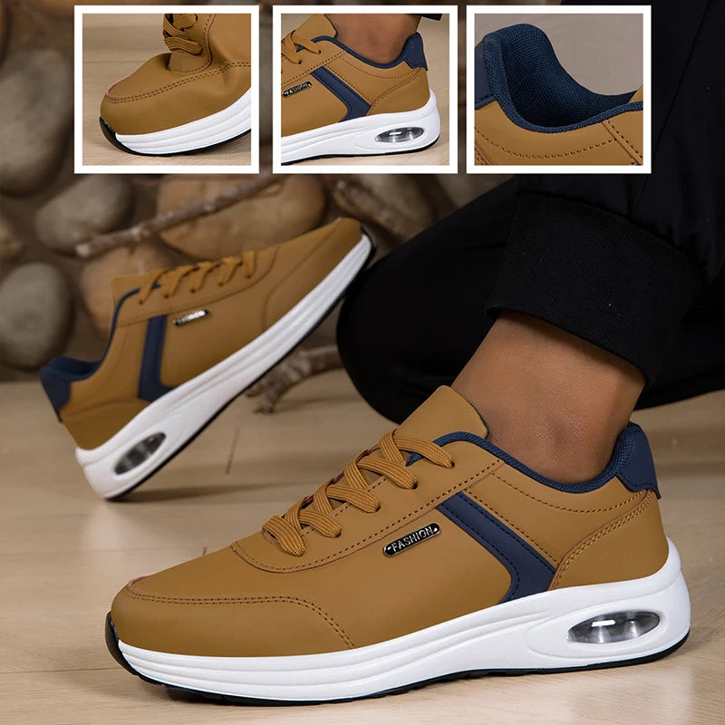 Scarpe Sportive Da Uomo Impermeabili In Pelle Casual Antiscivolo Da Passeggio E Tennis Con Aumento Di Altezza