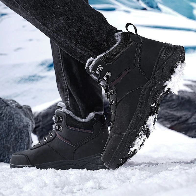 Stivali Da Neve Da Uomo Foderati In Pile Con Suola Spessa Per Trekking Outdoor Inverno Autunno Scarponi Da Caccia