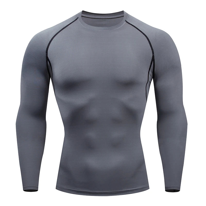 T-shirt da corsa a compressione da uomo Fitness Tight Manica lunga Camicie sportive Allenamento da jogging Top Palestra Abbigliamento sportivo Dry Fit Rashgard