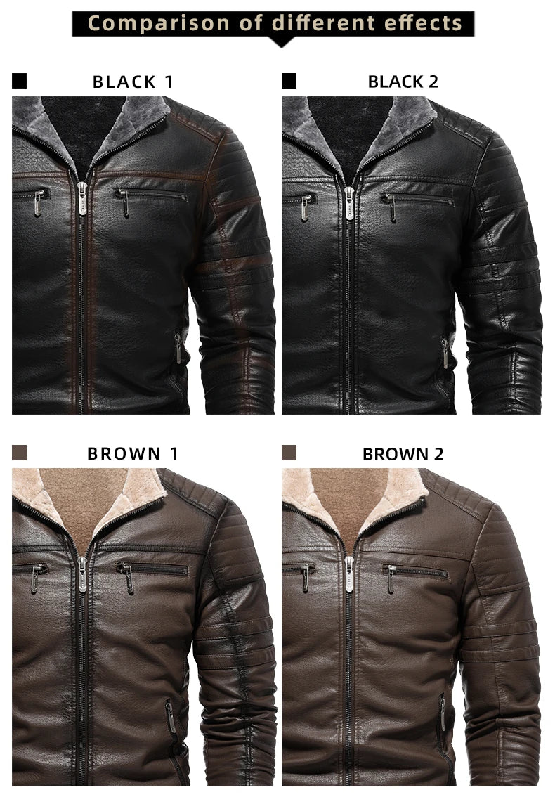 Cappotto Invernale Da Uomo In Pelle PU Addensata Peluche Caldo Retro Stile Urbano