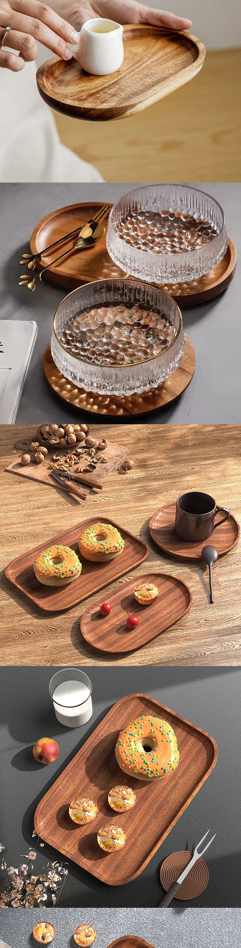 Vassoio In Legno Di Noce Ins Wind Rettangolare Piatto Da Pranzo Piccolo Per Tè Caffè Torta Pane Giapponese Massello