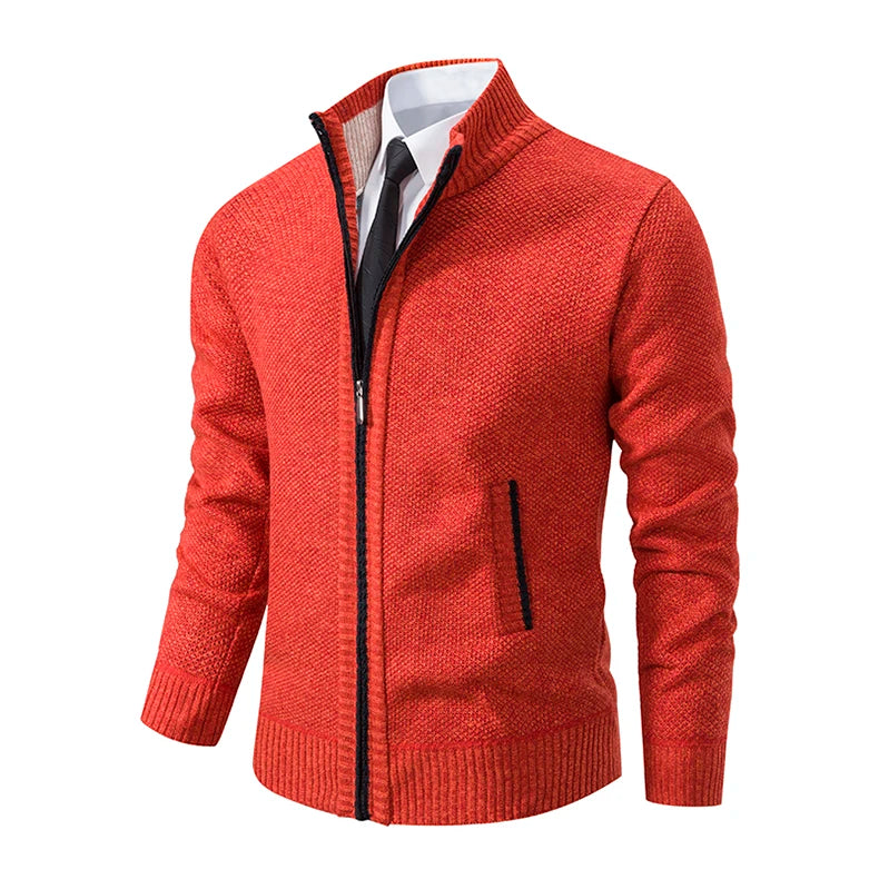 Cappotto Sportivo Casual Da Uomo In Jersey Autunno Inverno Con Colletto Alla Coreana E Cerniera Frontale In Pile